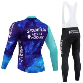 Completo Maglia ML + Pantaloncino con bretelle ML 2024 Decathlon Ag2r Blu